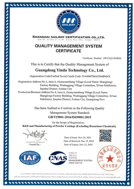 QUALITY MANAGEMENT SYSTEMCERTIFICATE