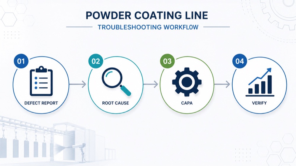 Powder Coating Troubleshooting Workflow