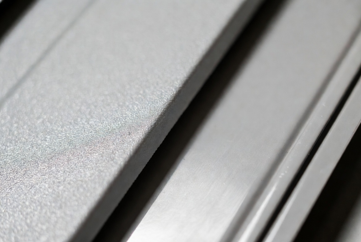 Textured Versus Smooth Coating Close Up Textured Versus Smooth Coating Close Up